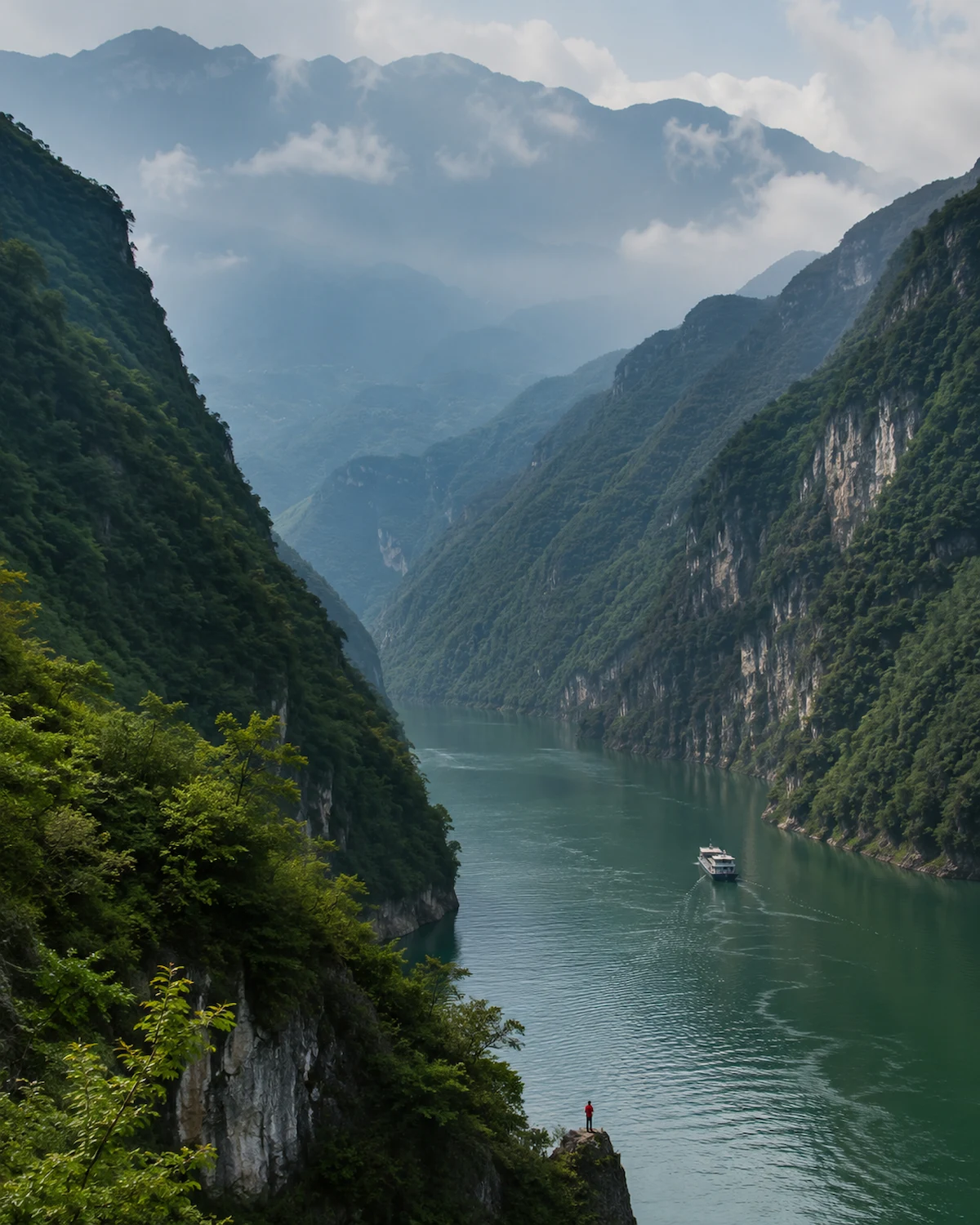 湖北西部层叠山林与河流景观