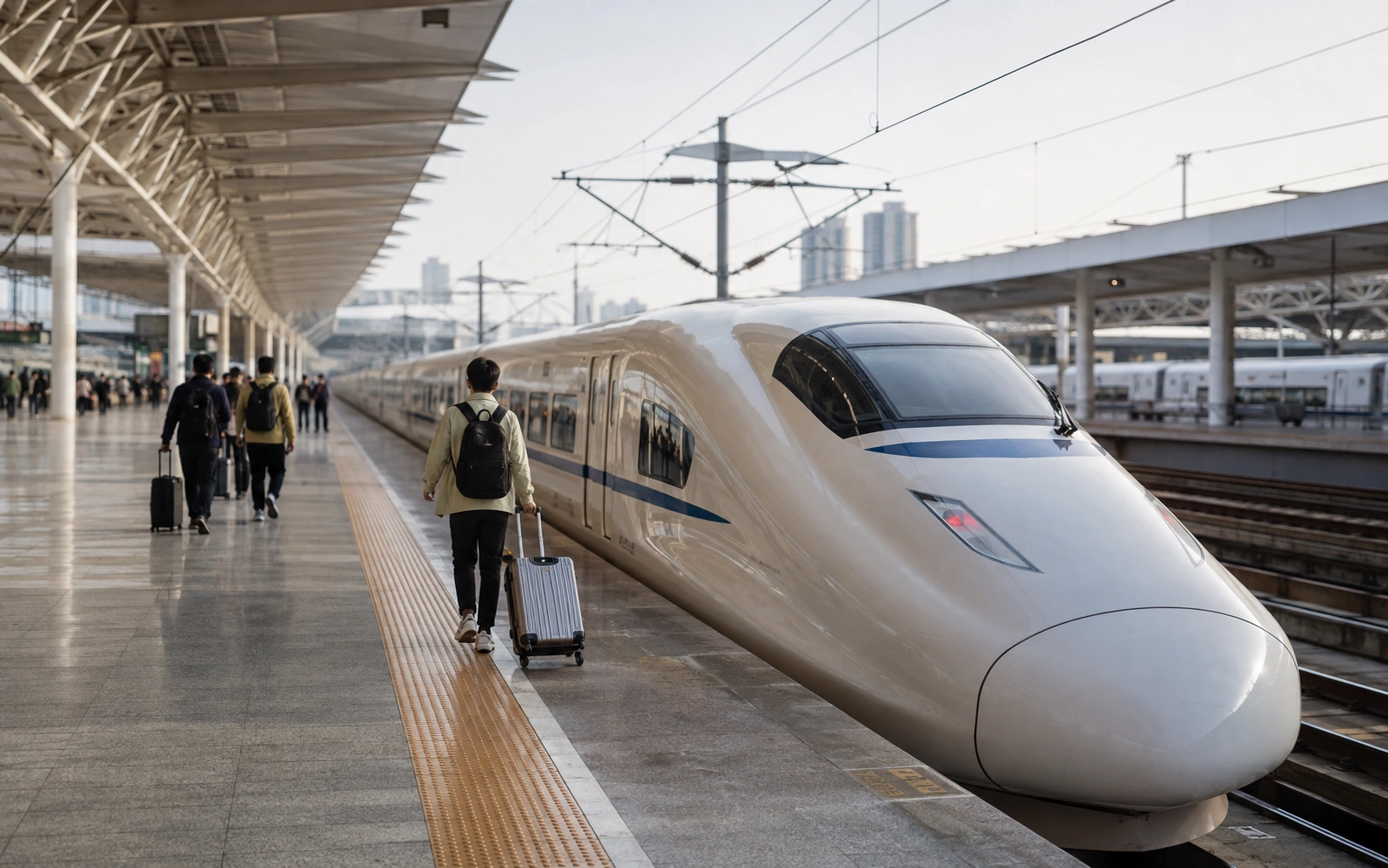 Chinese high-speed train at a modern station
