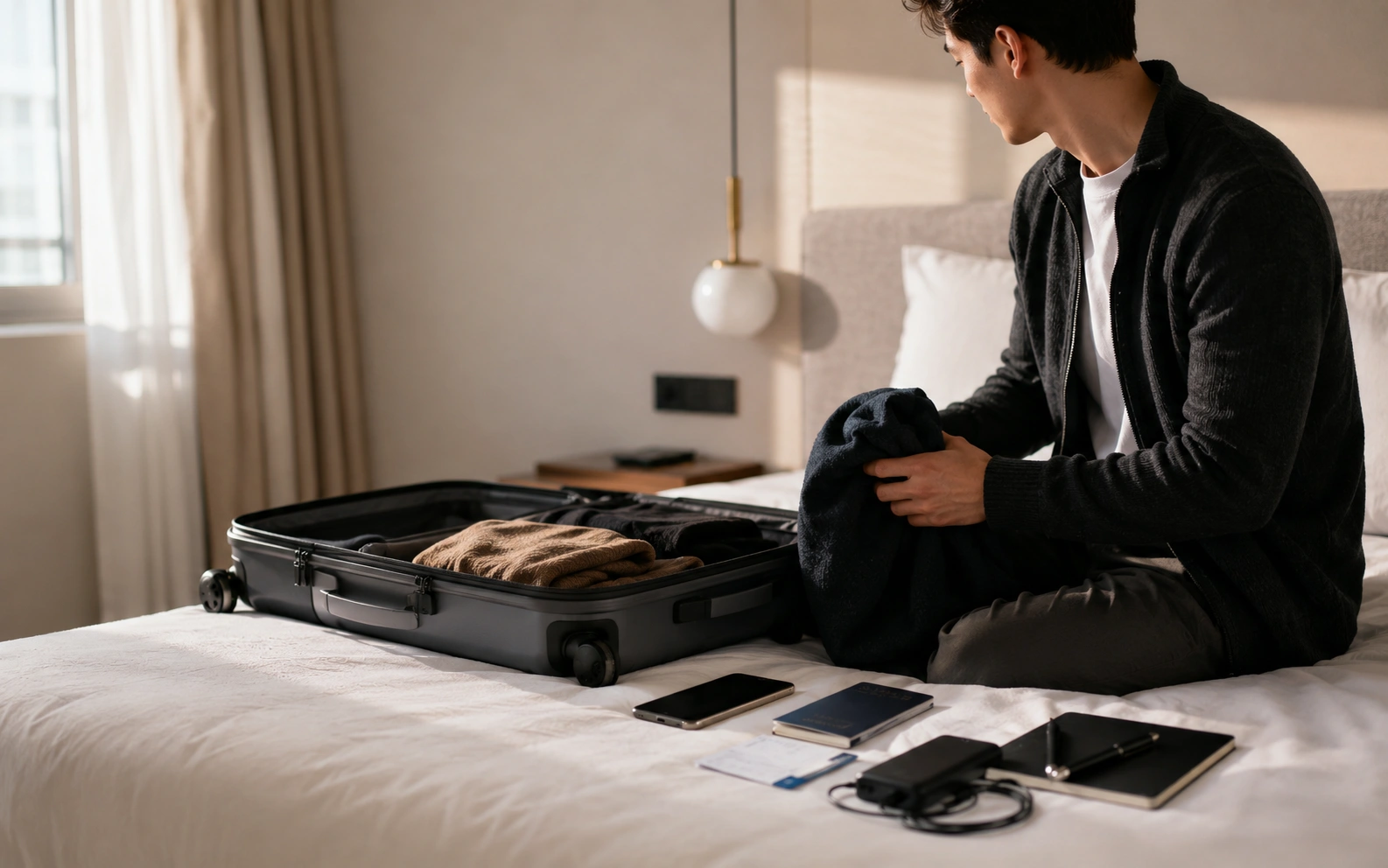 Traveller preparing for a journey to China